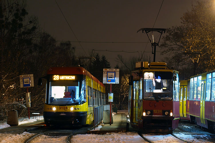 PESA 120Na #3124 oraz Konstal 105Na #1234 Tramwaje Warszawskie